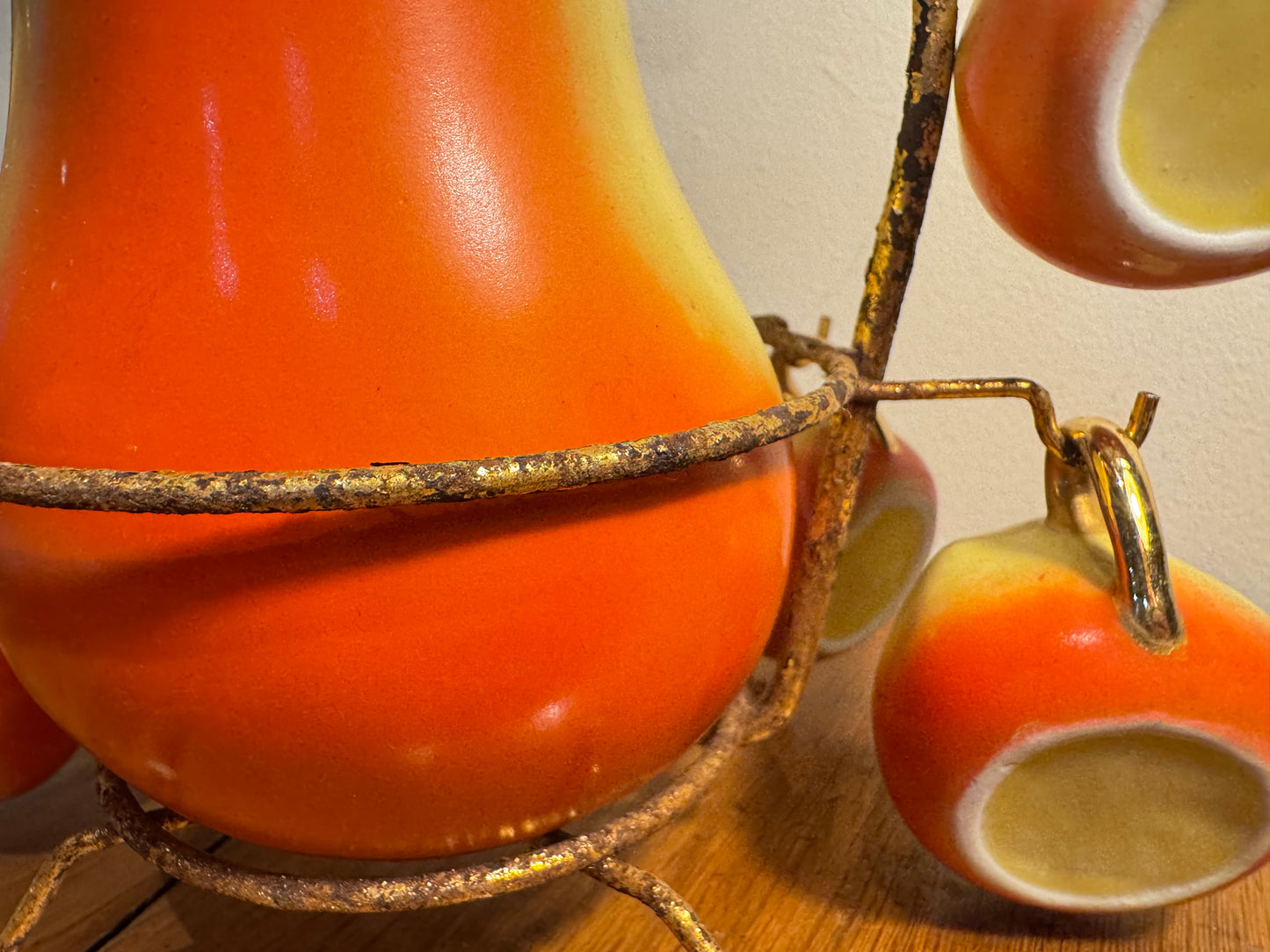 French Pear Liqueur Decanter Set with Stand & Cup Holder | Vintage Retro Quirky Barware |