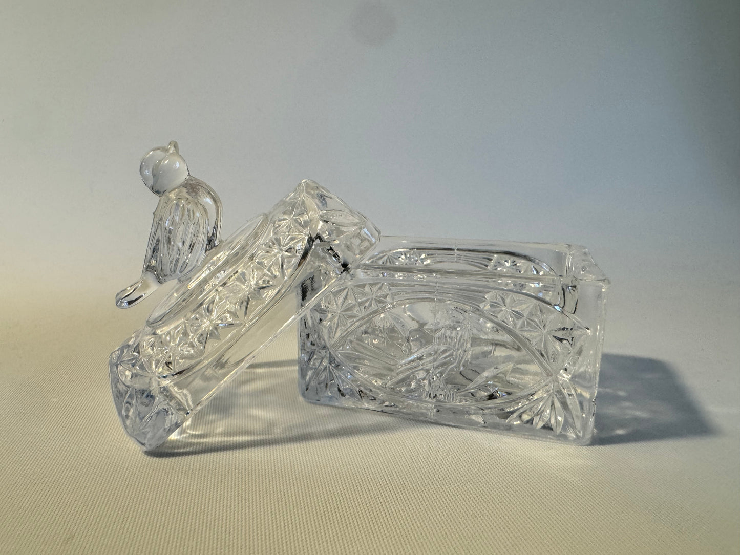 Hofbauer Glass Bird Mini Jewellery Box | West Germany | Vintage  Retro Decor |