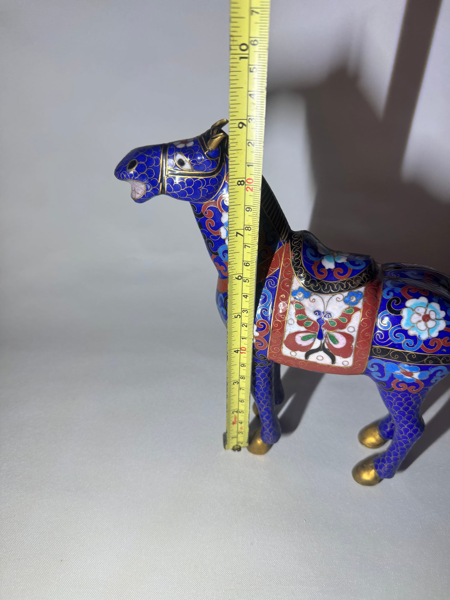 Blue Floral Cloisonné Horse