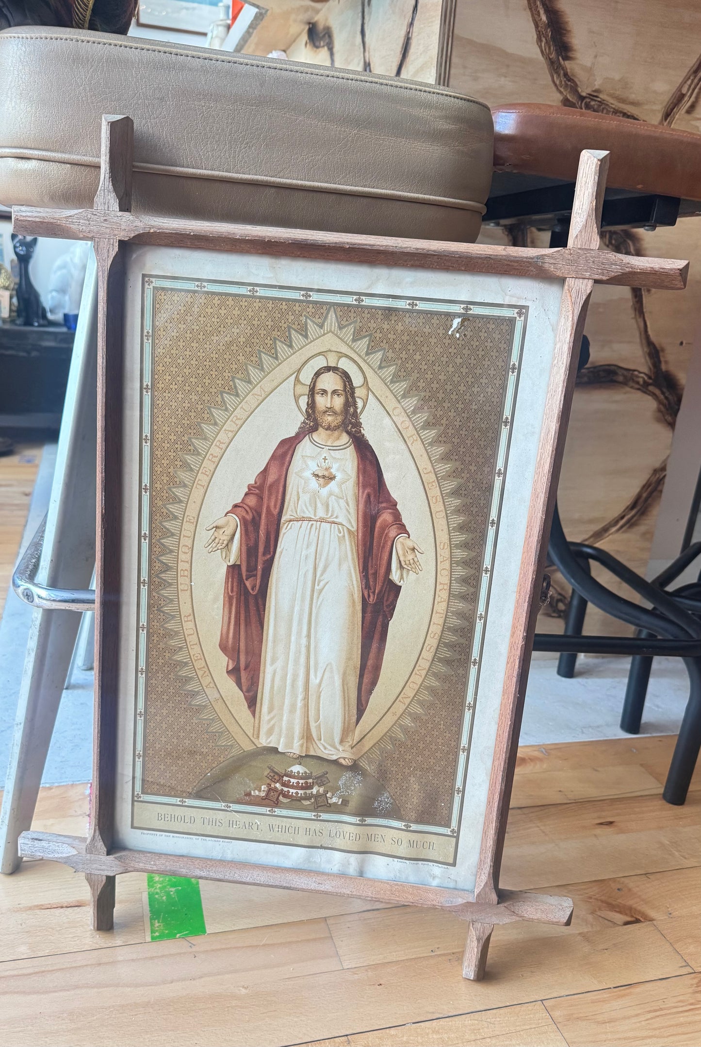 The Sacred Heart of Jesus Antique Framed Art | Vintage Retro | Catholic Holy Religious | Gallery Wall |
