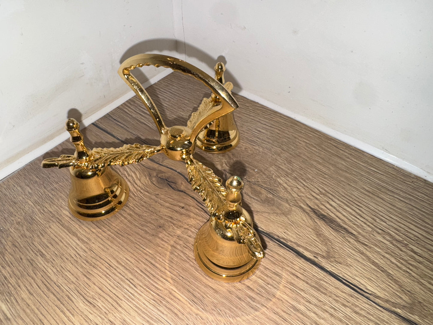 Triple Communion Altar Bell | Church Sanctuary Bell | Gold Tone | Catholic Religious Holy |