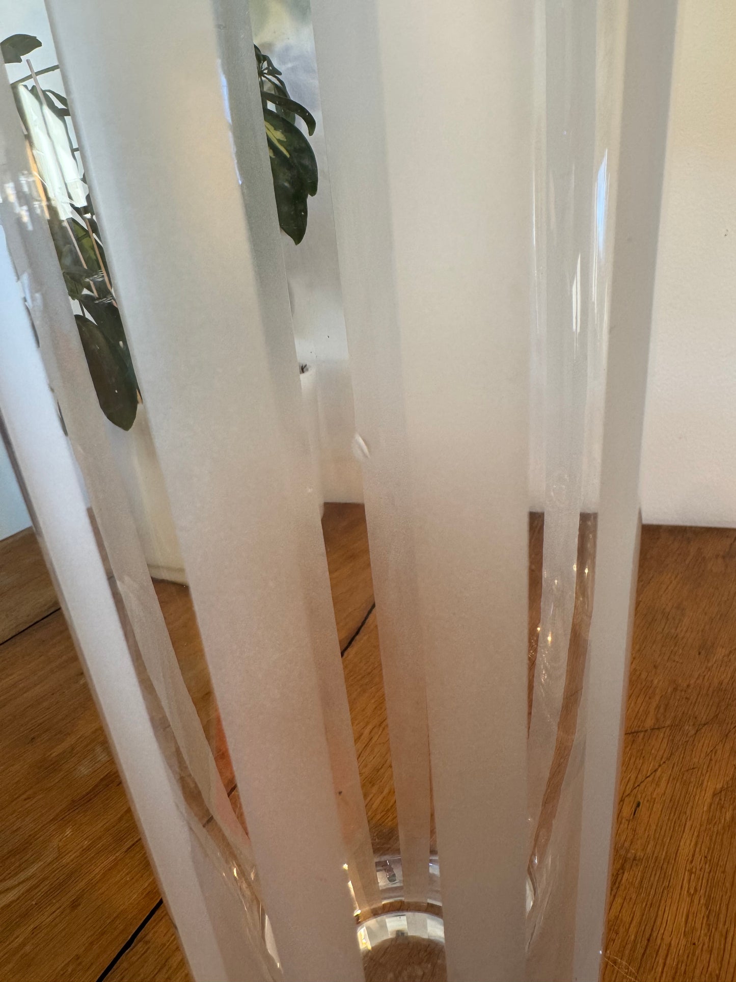 Clear Frosted Stripe Glass Vase | Vintage Retro |