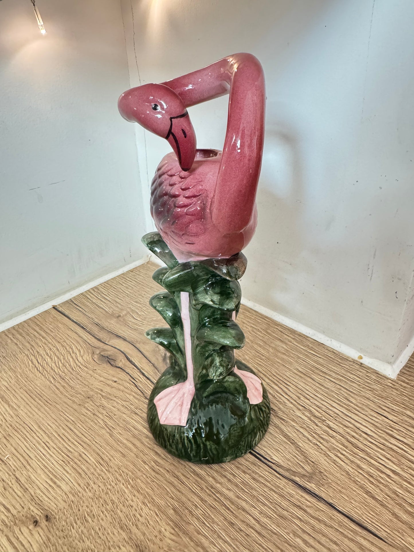 Ceramic Flamingo Tapered Candle Holder | Vintage Retro Quirky |