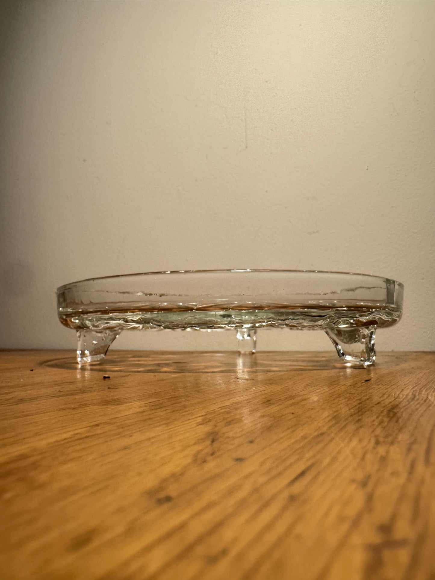 Cut Glass Footed Tray Plate | Candle Tray | Geometric Pattern | Dressing Table | Retro Unique | Decorative Plate |
