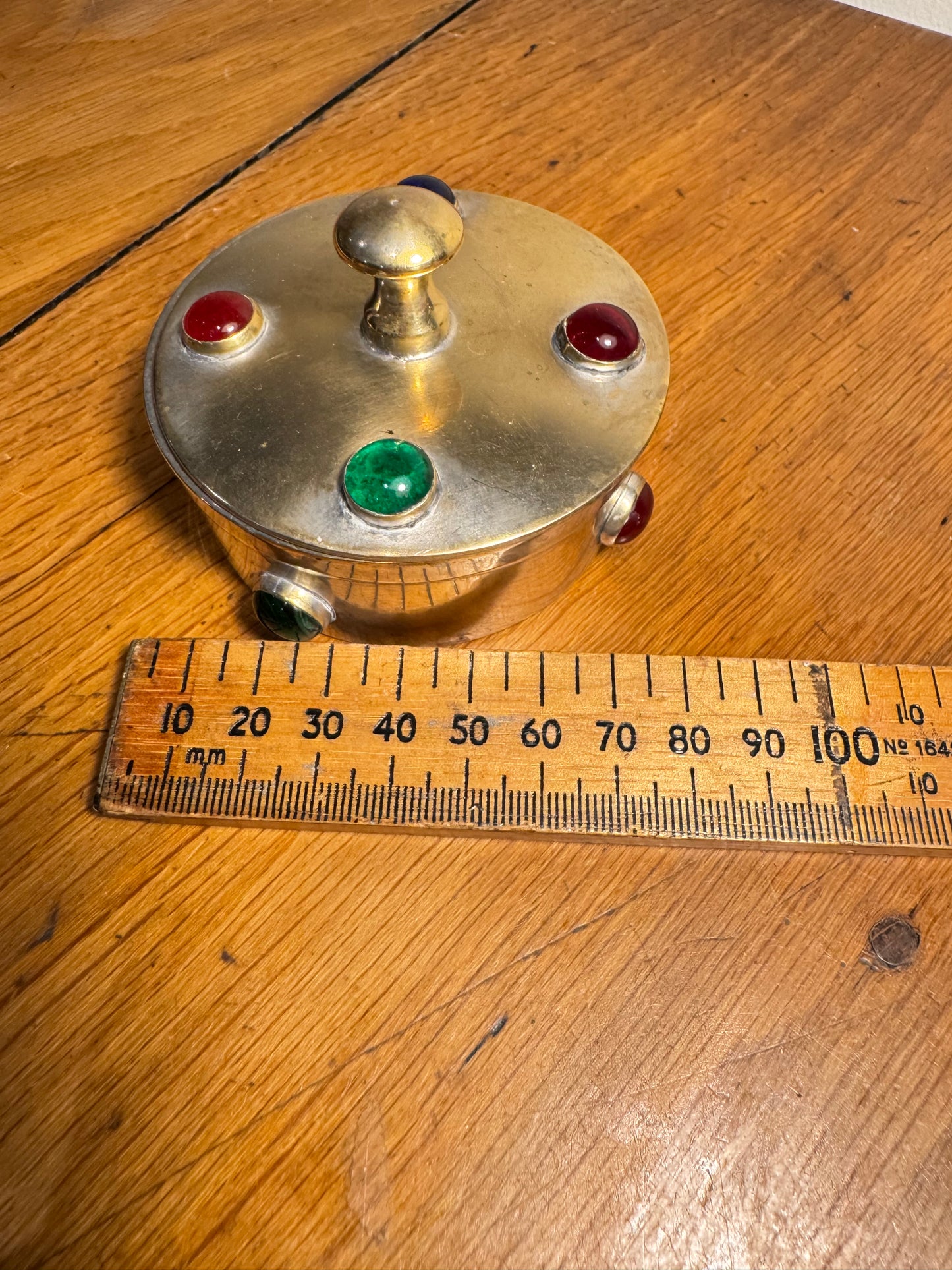 Small Metal Trinket Box with Bead Detail | Arts & Crafts Style | Vintage Retro Quirky |