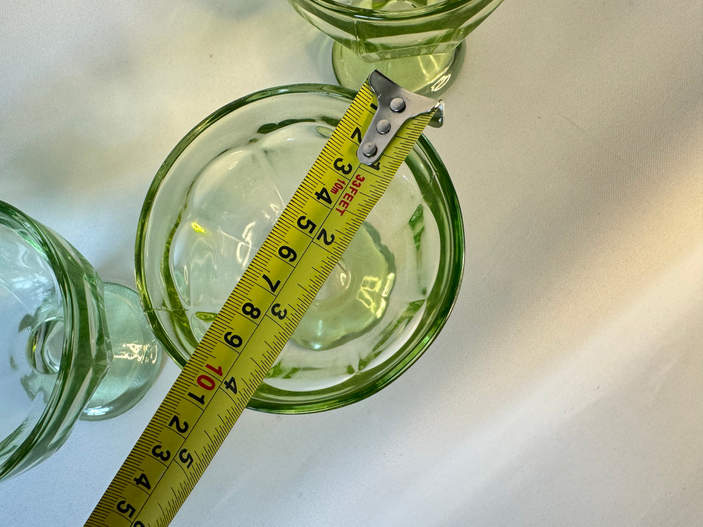 Green Depression Glass Sundae Dessert Bowls | Set of 3 | Vintage Retro |