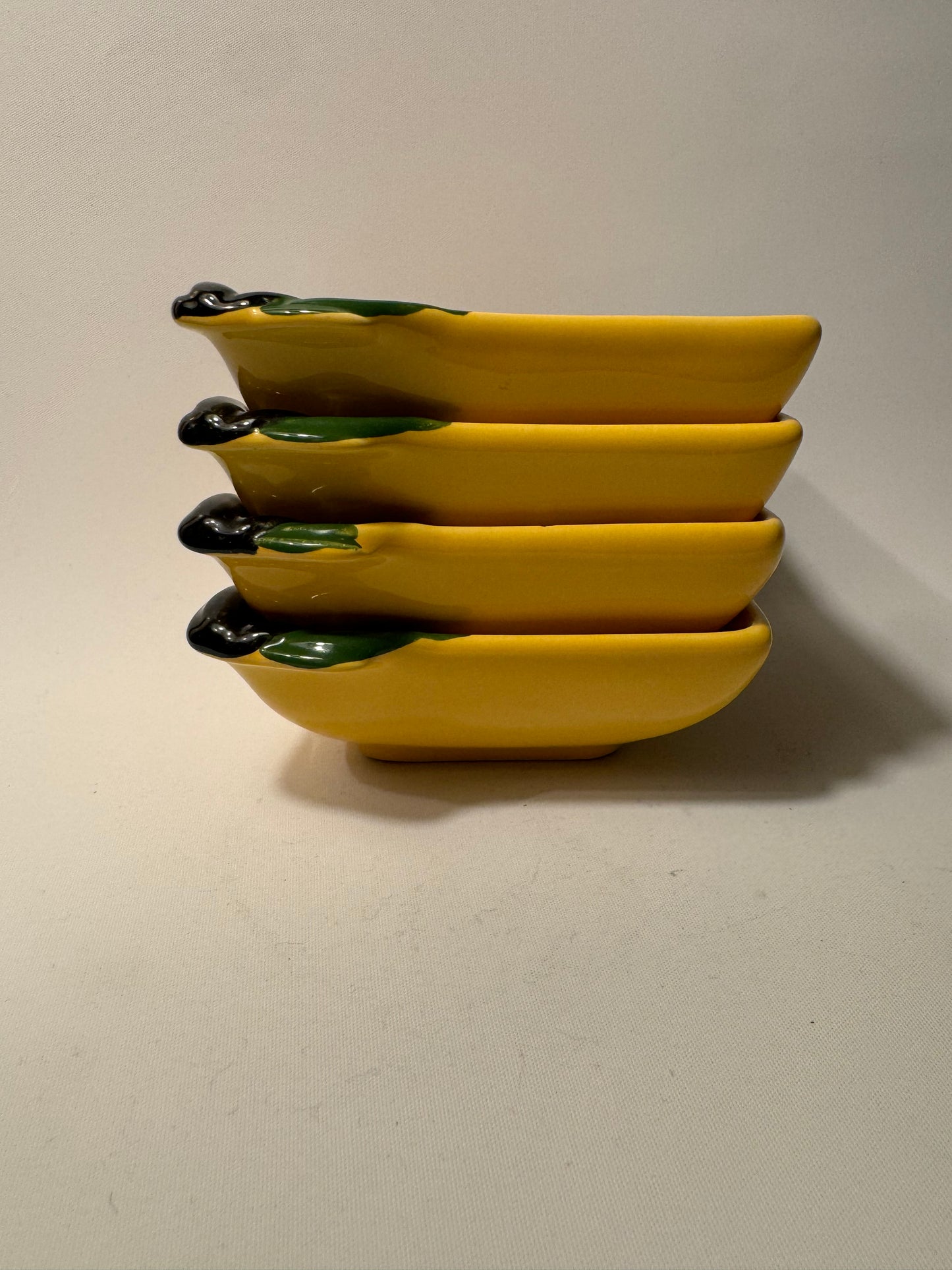 Silea Yellow Serving Bowls with Olive Design | Vintage Retro | Serveware Dinner Party | Made in France |