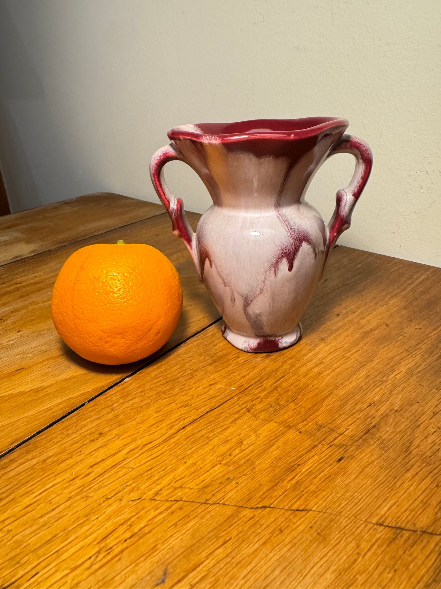 Small Studio Pottery Vase with Handles | Vintage Decor
