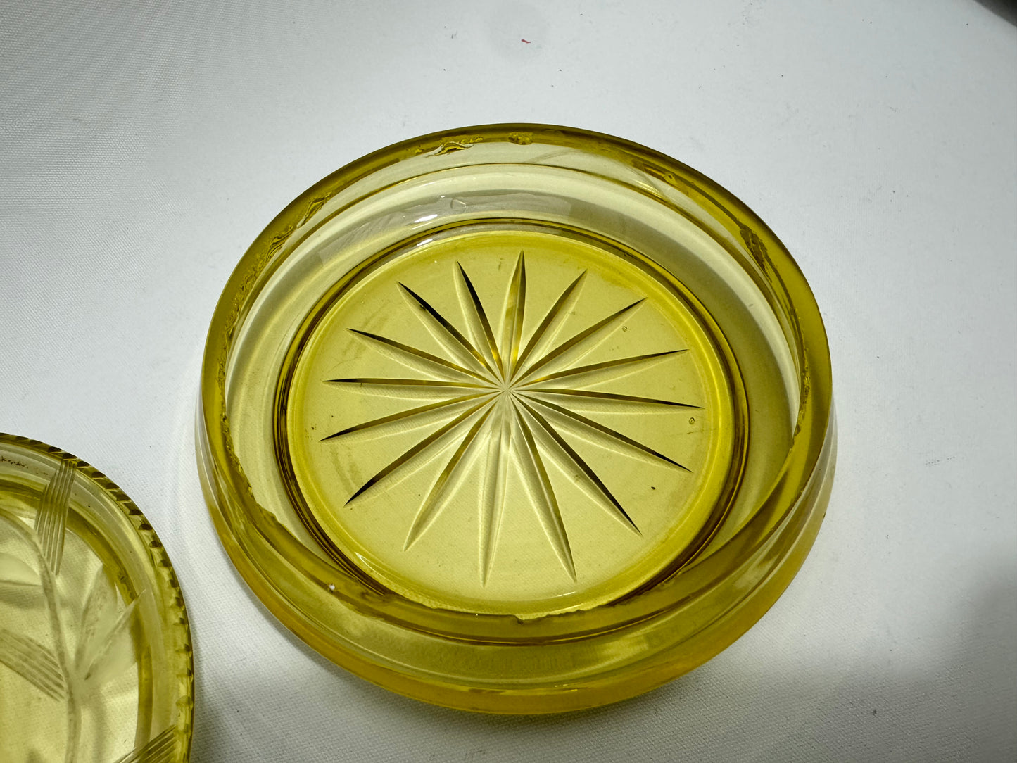 Etched Glass Lidded Trinket Dish | Vintage Retro |