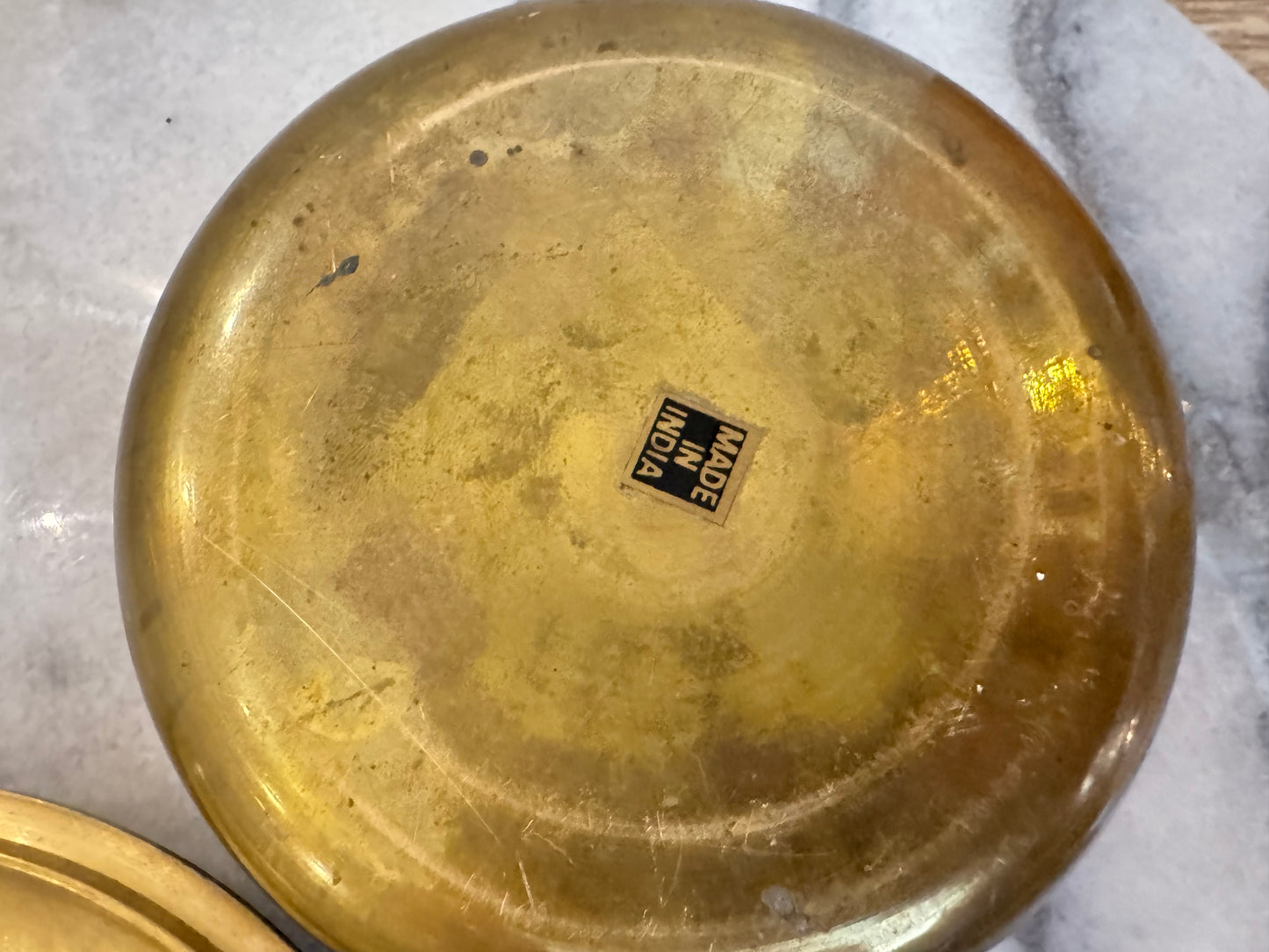 Brass and Enamel Moon and Stars Trinket Dish | Celestial Lidded Trinket Pot | Vintage |