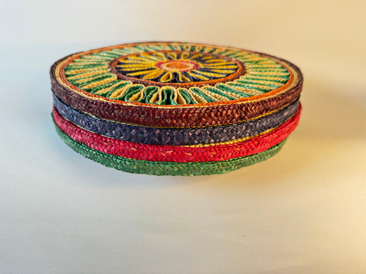 Set of 4 Woven Trivets/ Placemats | Vintage Retro |