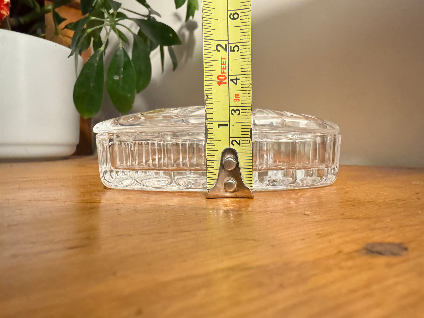 Bohemia Crystal Heart Shaped Lidded Trinket Dish | Vintage Retro |