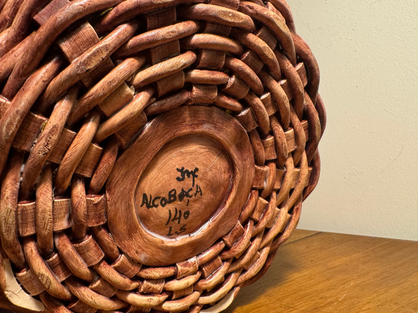 Ceramic Lemon Basket Handmade Portugal Signed Alcobaca Lifesize | Vintage Retro Decor |