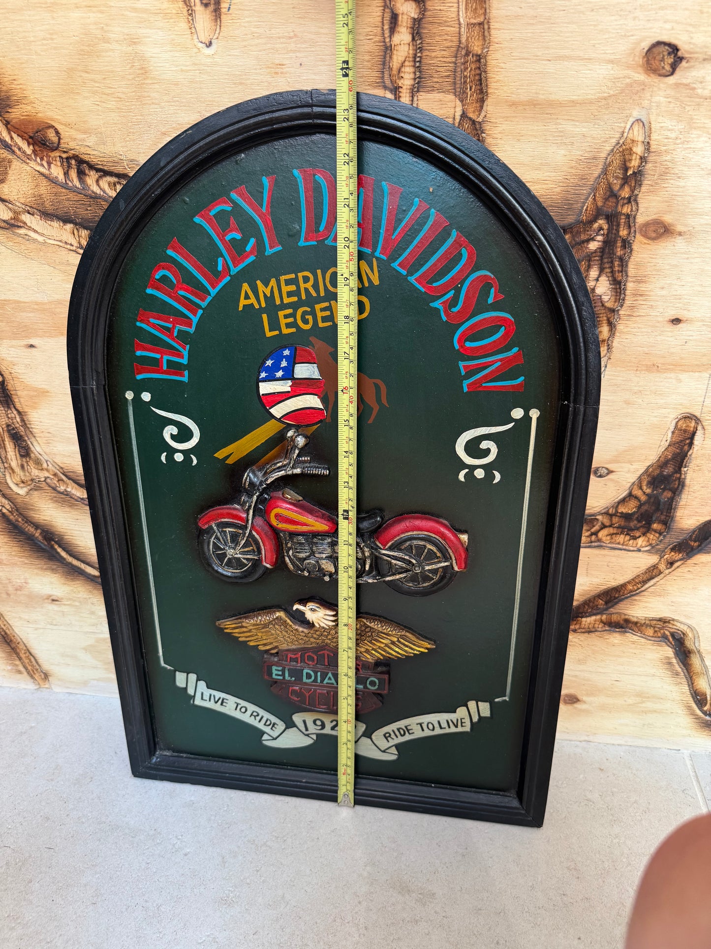 Harley Davidson Hand Painted Wall Decor | El Diablo Live to Ride |