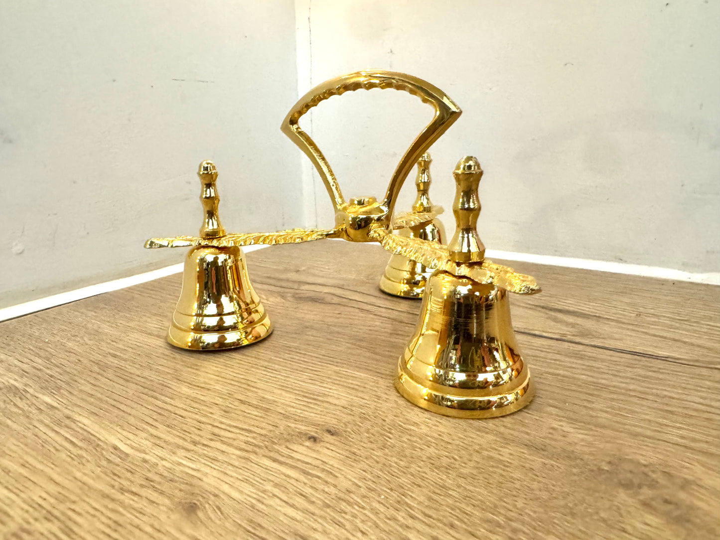 Triple Communion Altar Bell | Church Sanctuary Bell | Gold Tone | Catholic Religious Holy |