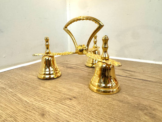 Triple Communion Altar Bell | Church Sanctuary Bell | Gold Tone | Catholic Religious Holy |