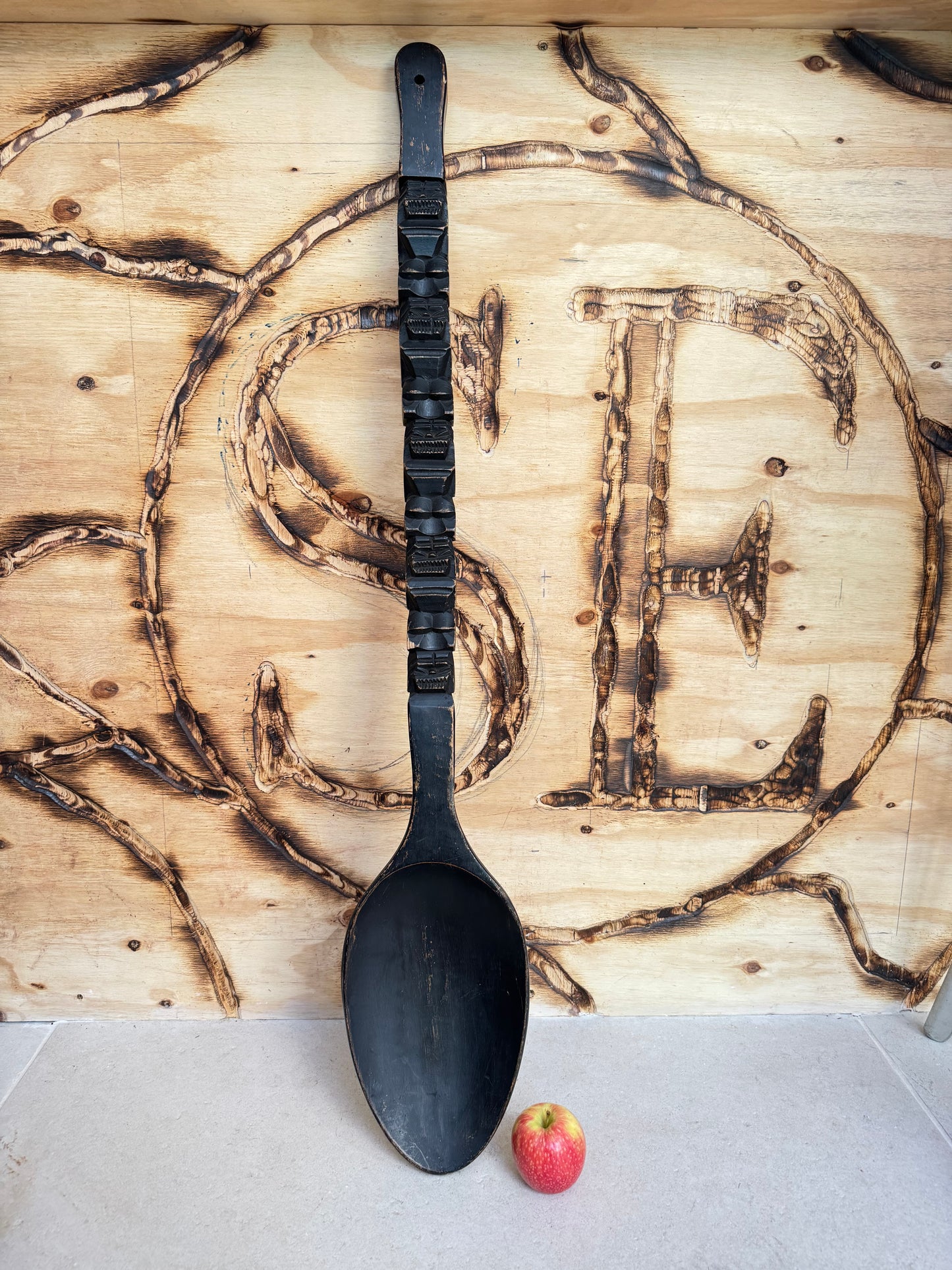 Oversized Hand-Carved Decorative Spoon | Tribal Totem Style | Quirky Unique |