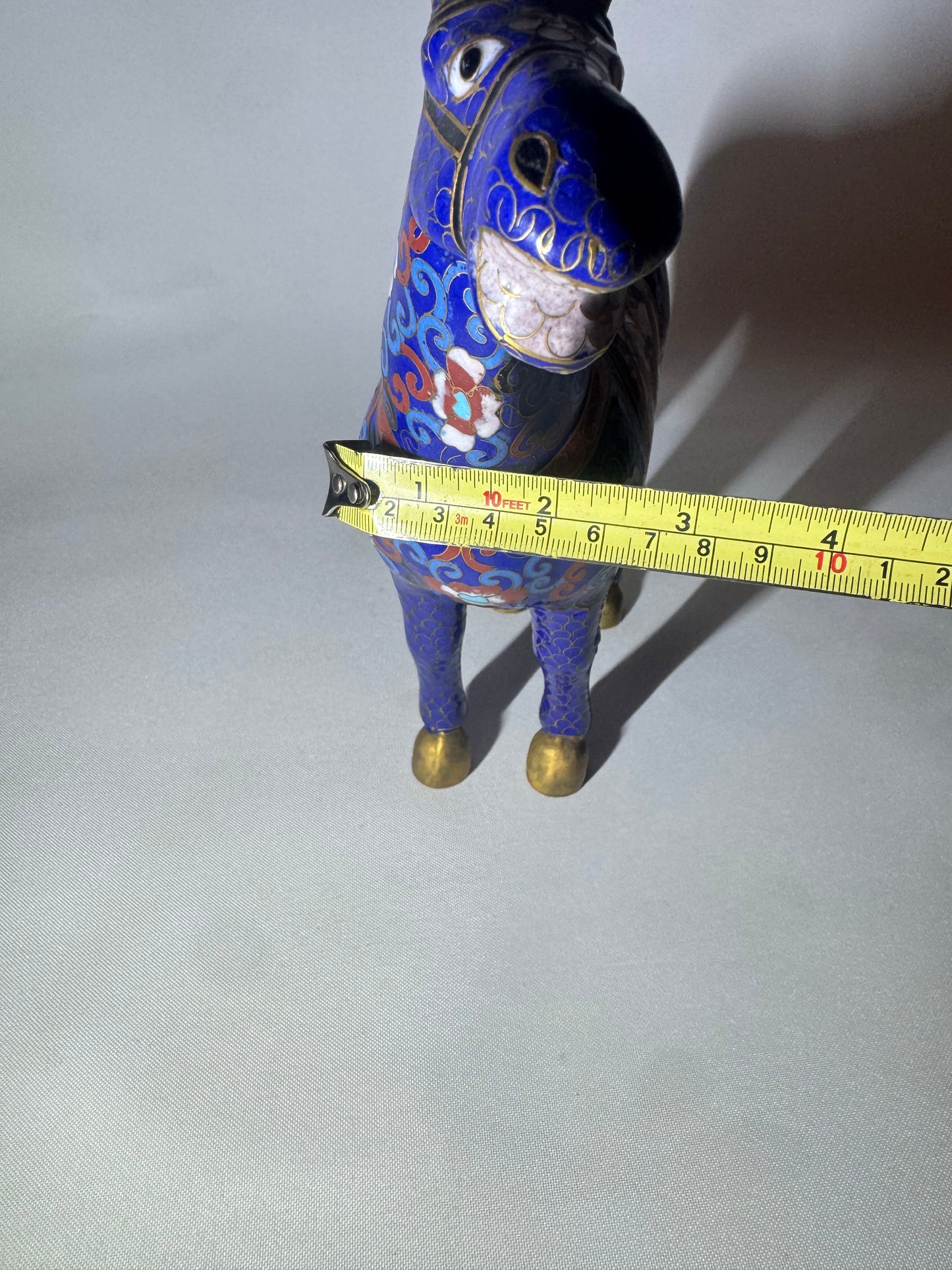 Blue Floral Cloisonné Horse