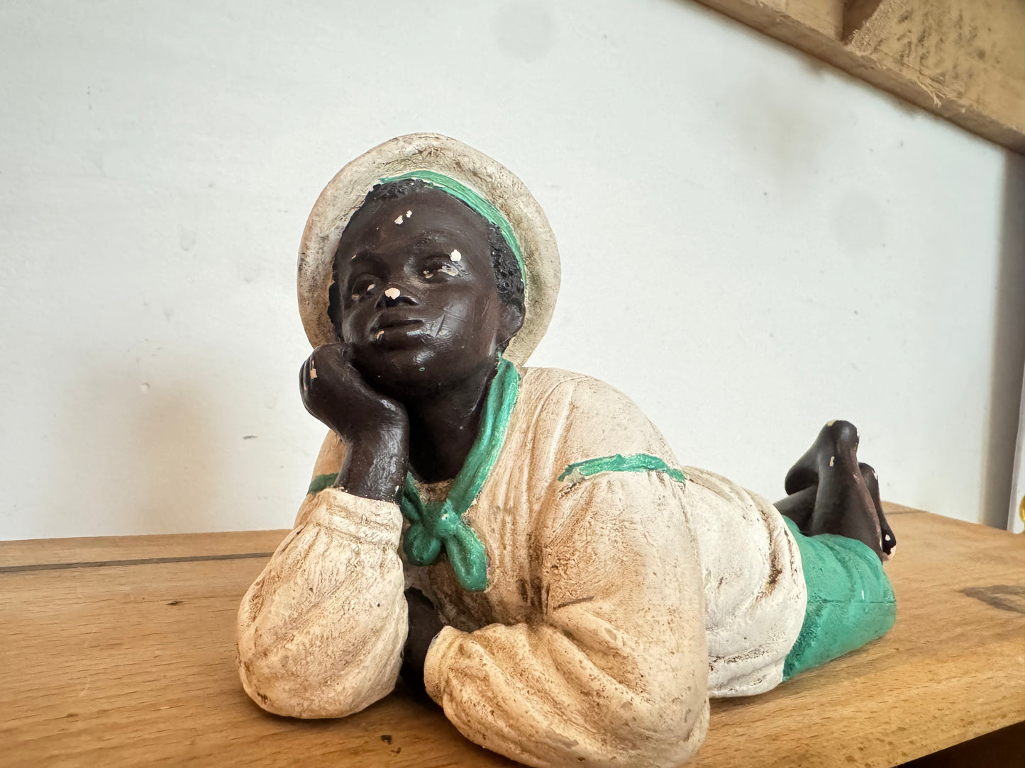 Ornament of Boy Laying | Afro American | Black Figure | Vintage |