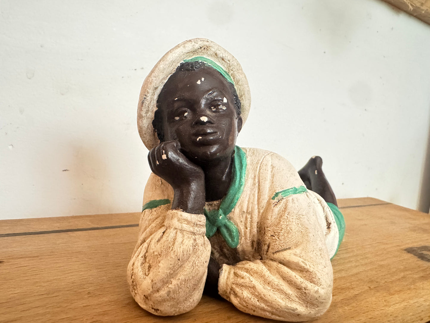 Ornament of Boy Laying | Afro American | Black Figure | Vintage |