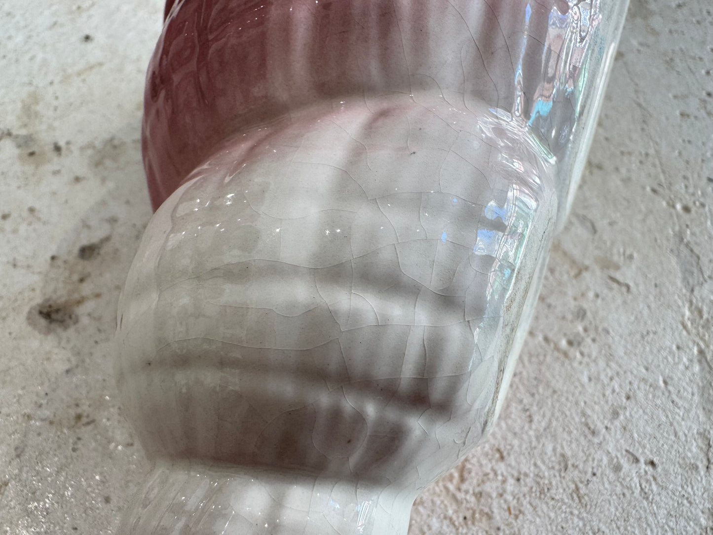 Pink Ceramic Shell Vase/Pot | Vintage Retro | Nautical Beach House | Kitsch Decor |