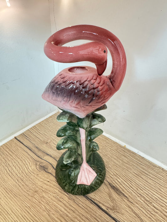 Ceramic Flamingo Tapered Candle Holder | Vintage Retro Quirky |