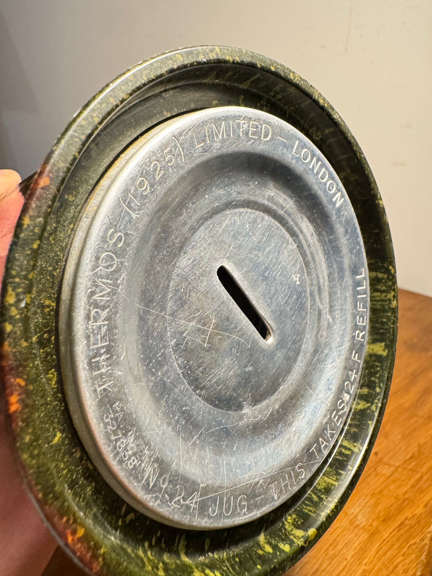 Bakelite Thermos Flask | Speckled Green | 1925 | No 24 London | Vintage Art Deco | Made in England |
