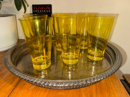 Set of 6 Vintage Yellow Crisal Tumblers – 36cl
