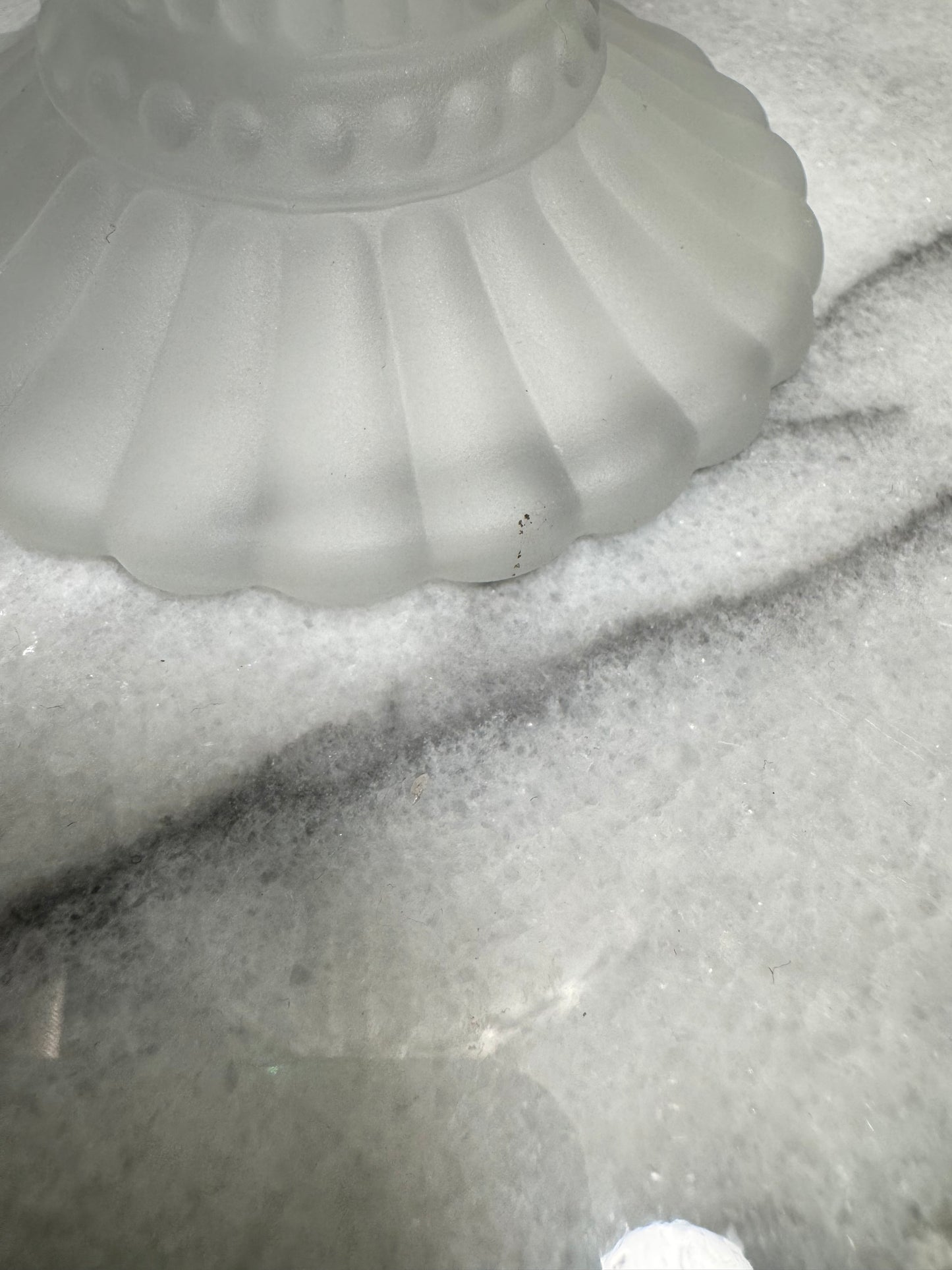 Marrimekko Mariskooli Footed Glass Bowl | Iittala | Vintage Retro Decor | Frosted/Blue |