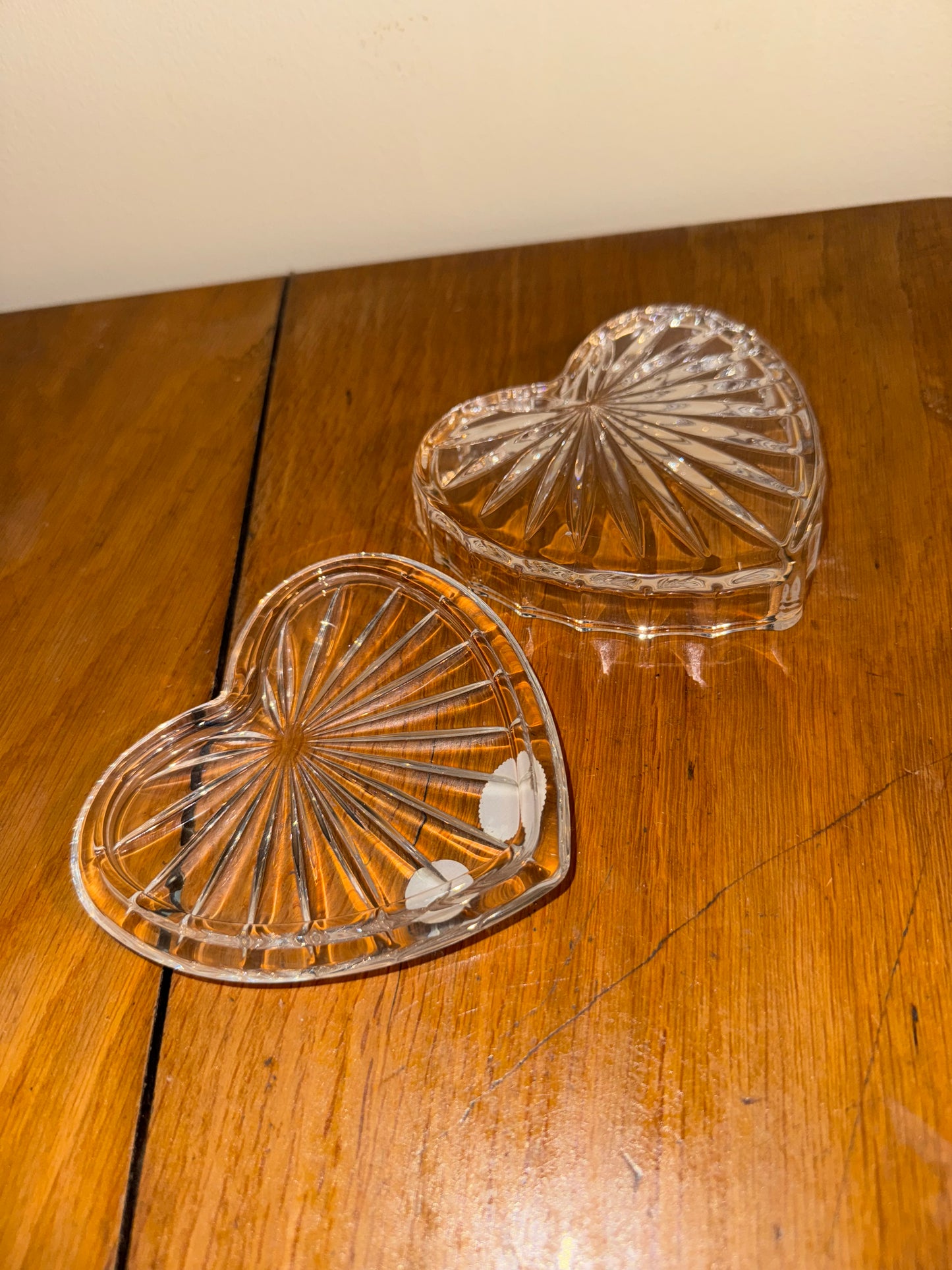 Bohemia Crystal Heart Shaped Lidded Trinket Dish | Vintage Retro |