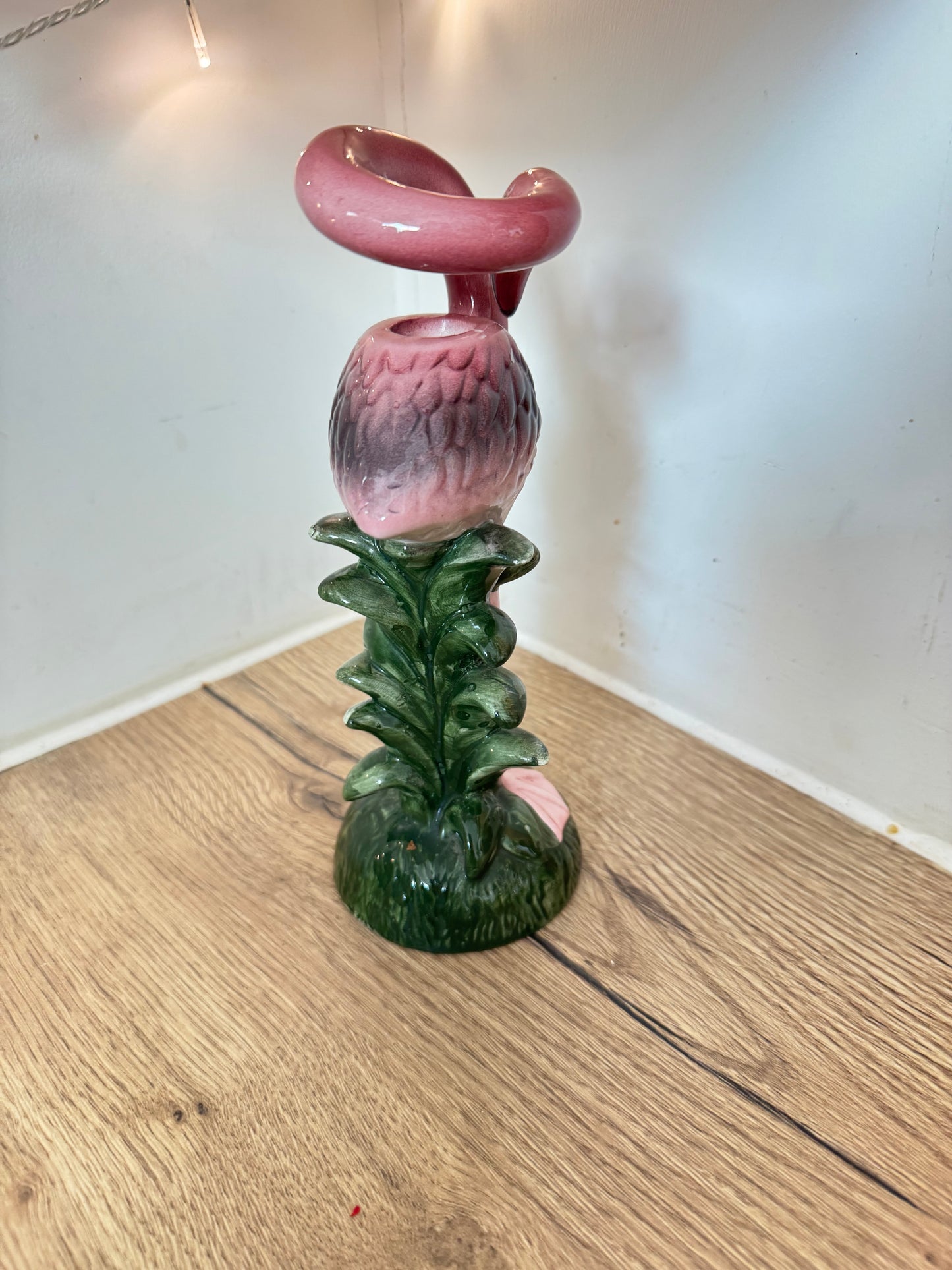 Ceramic Flamingo Tapered Candle Holder | Vintage Retro Quirky |