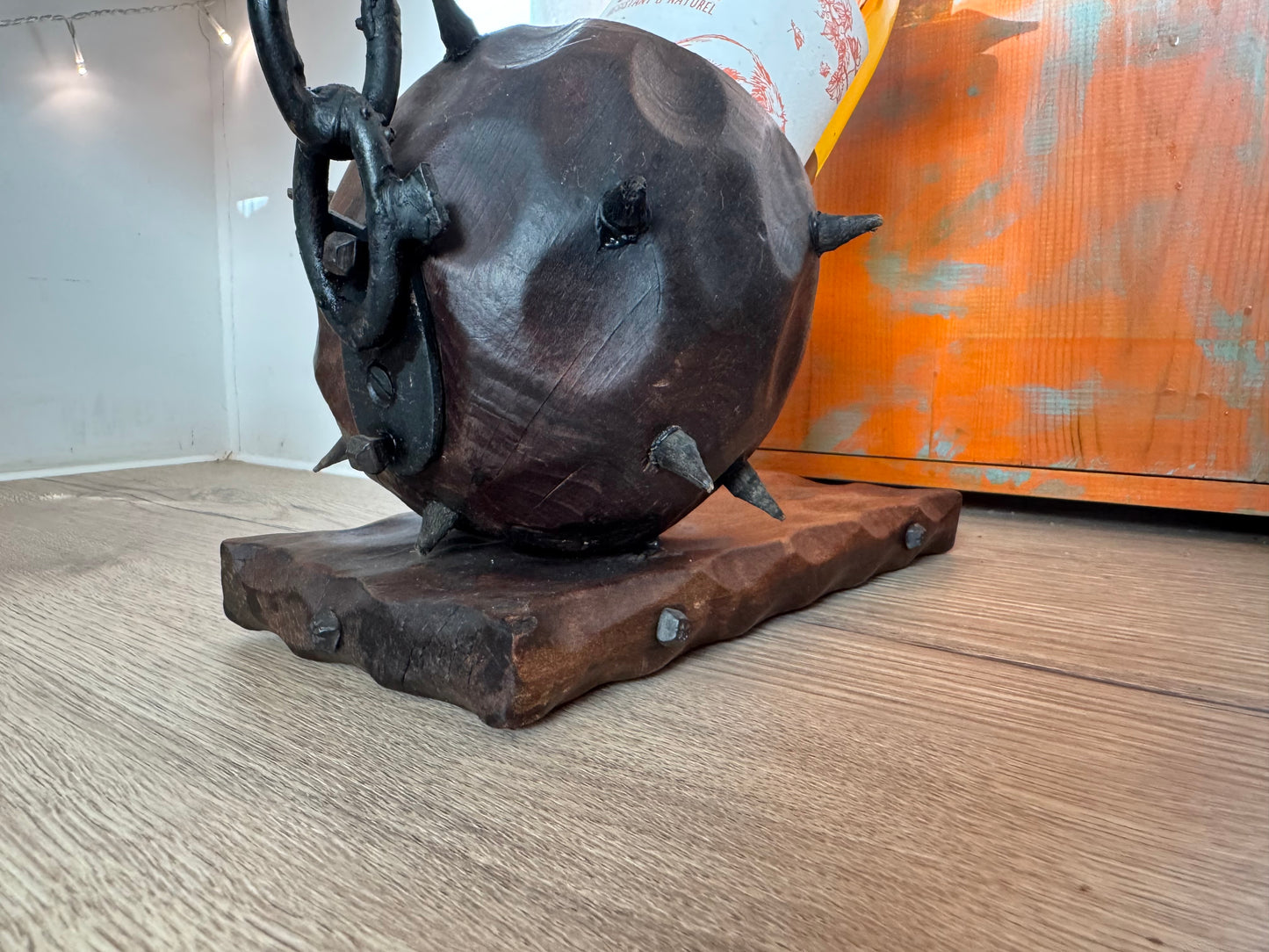 Brutalist Ball and Chain Wine Bottle Holder | Medieval Gothic Style | Vintage Retro Mid Century |