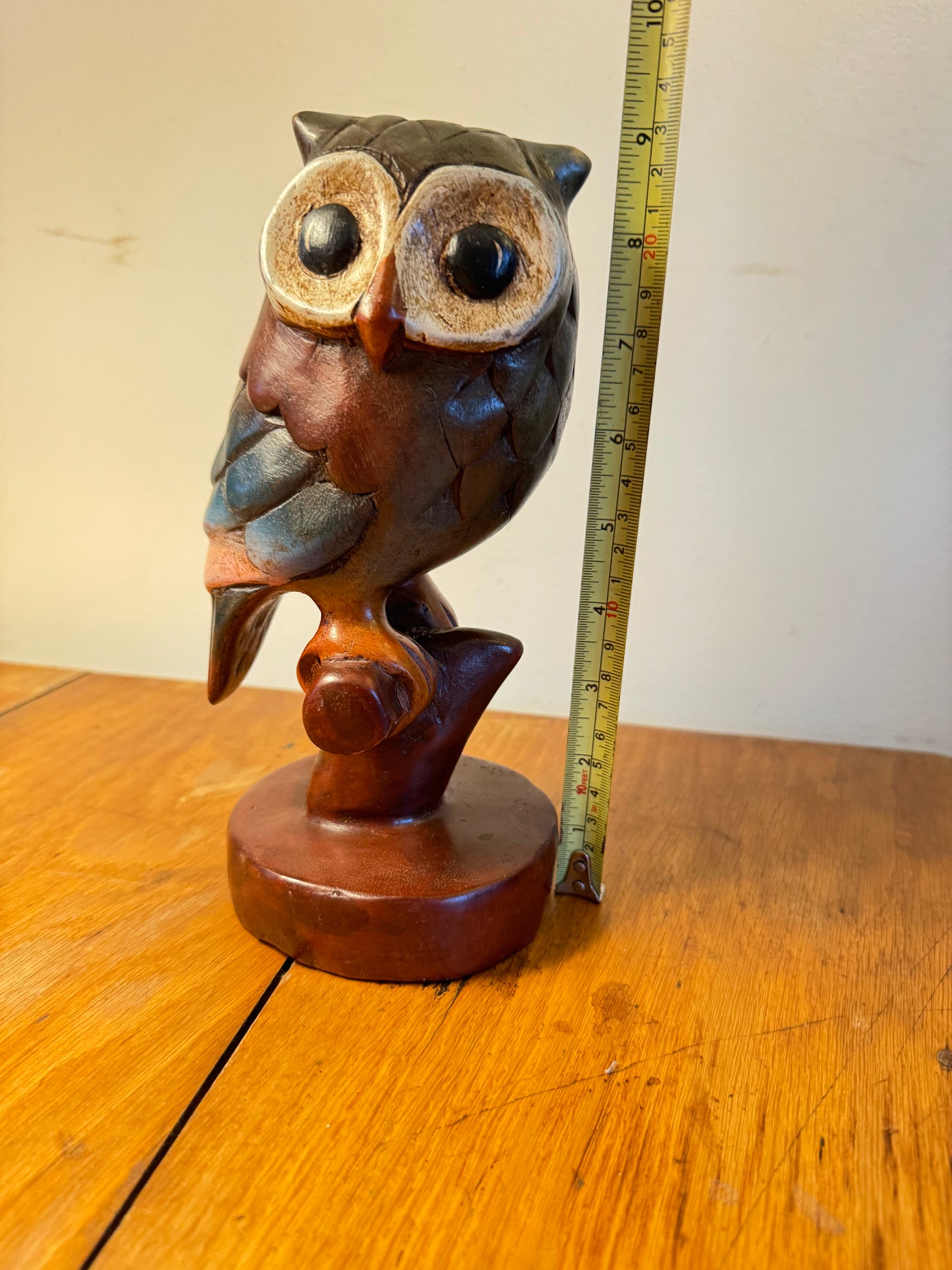 Handcarved Wooden Owl | Vintage Quirky Decor | Folk Art | Bird Sculpture |