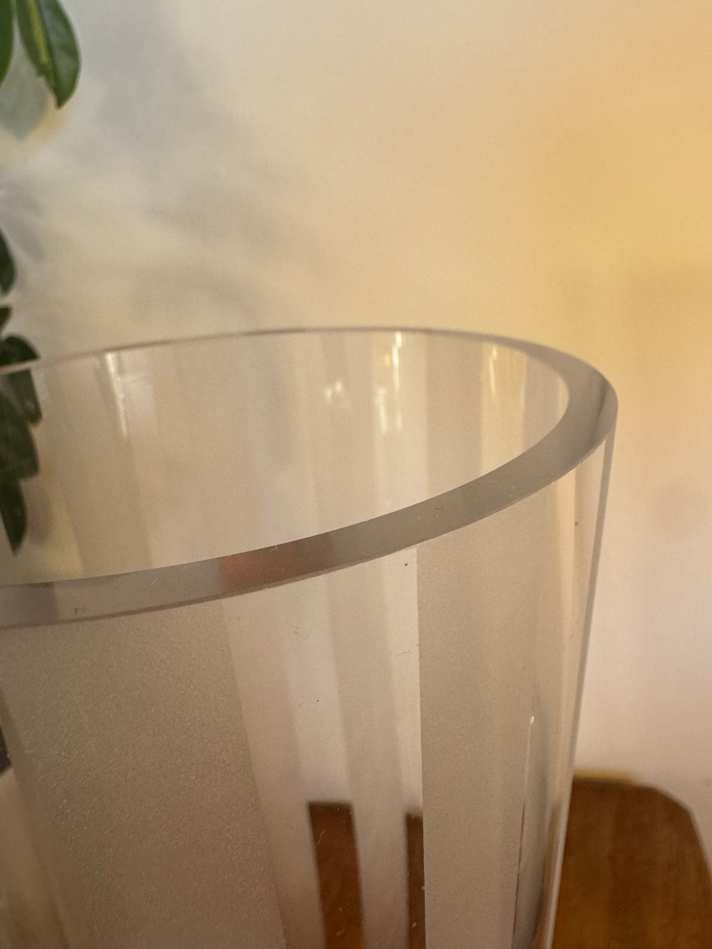 Clear Frosted Stripe Glass Vase | Vintage Retro |