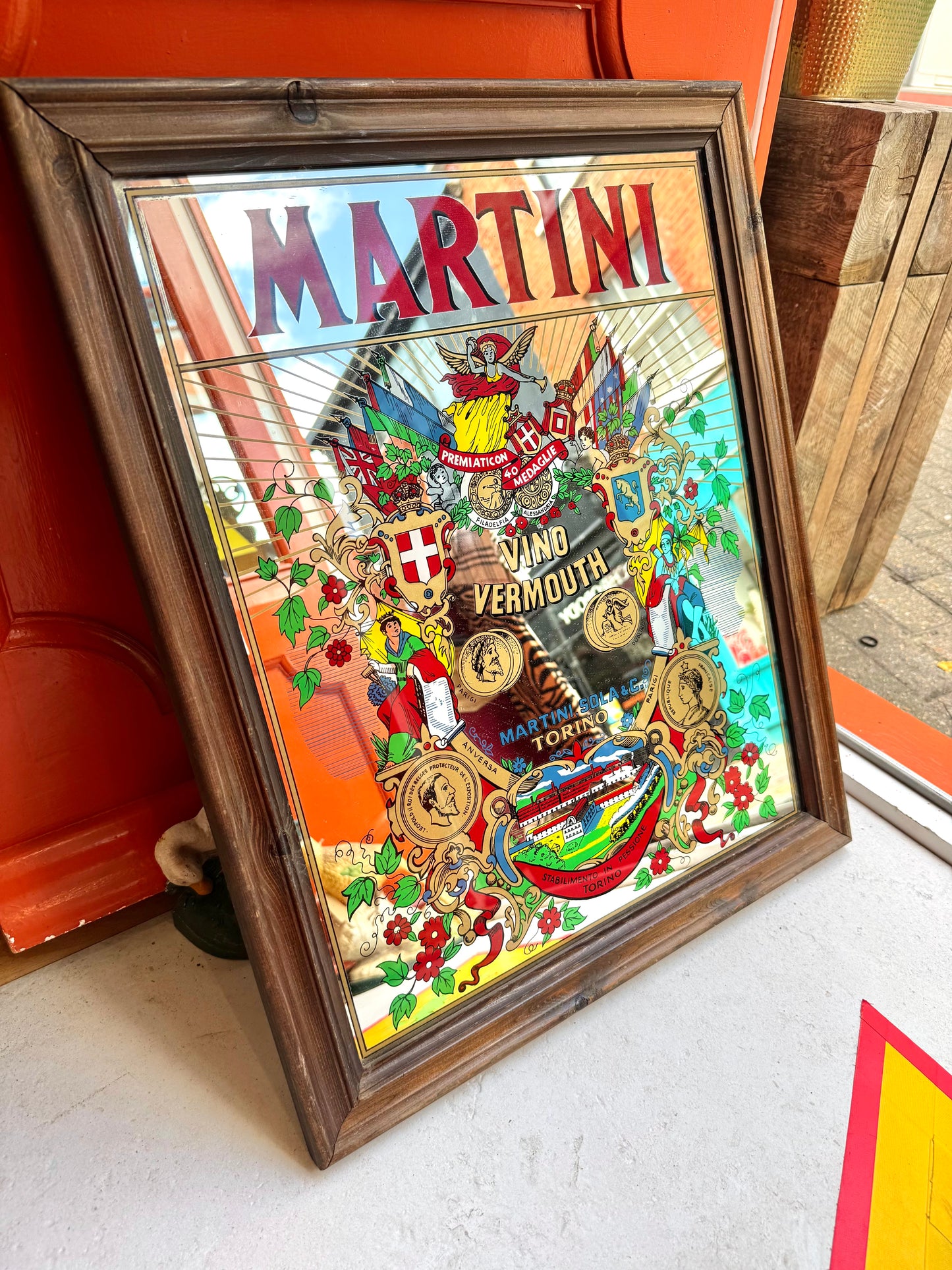 Large Vintage Martini Advertising Art Print Mirror | Vibrant Colourful |