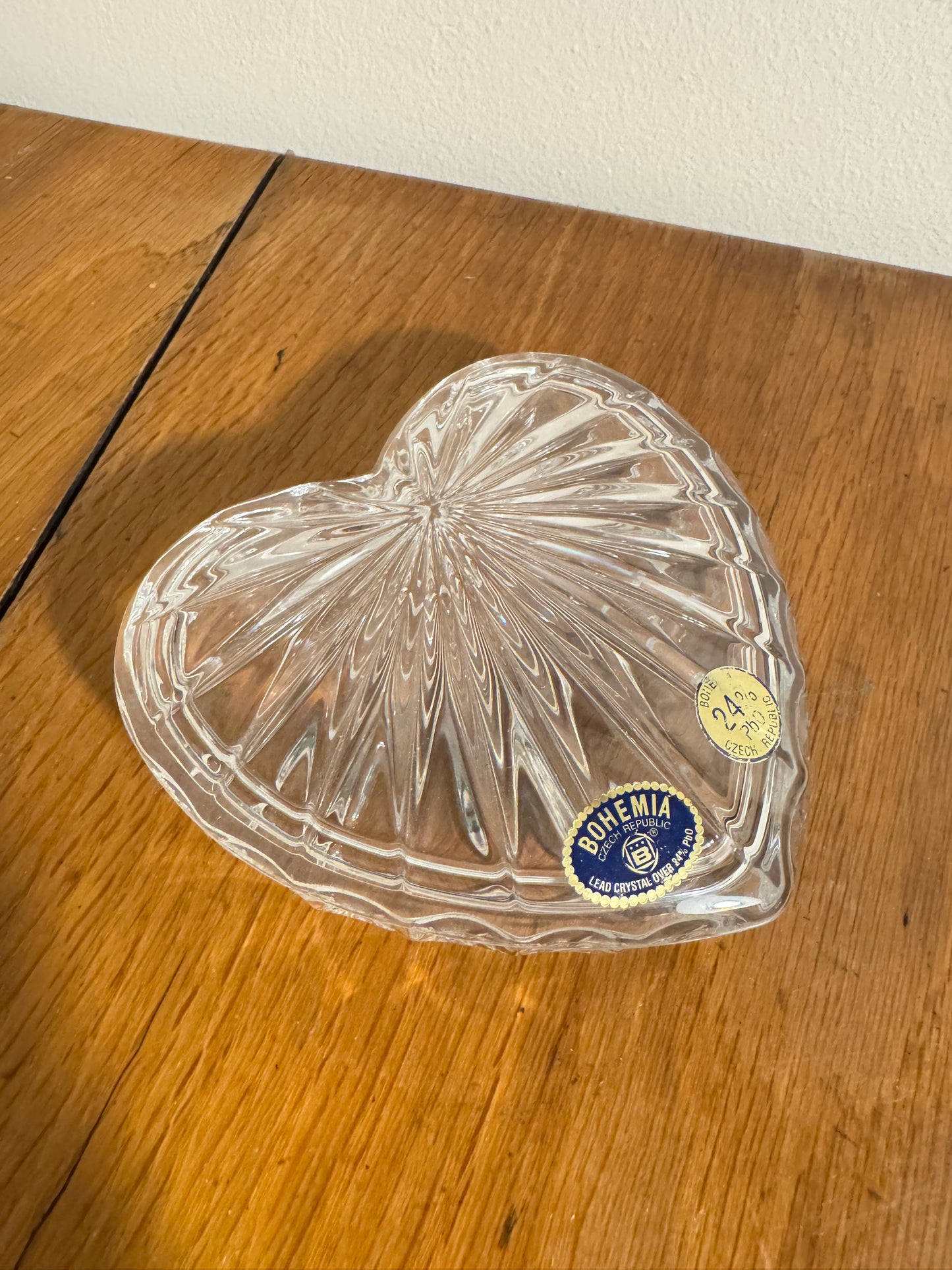 Bohemia Crystal Heart Shaped Lidded Trinket Dish | Vintage Retro |
