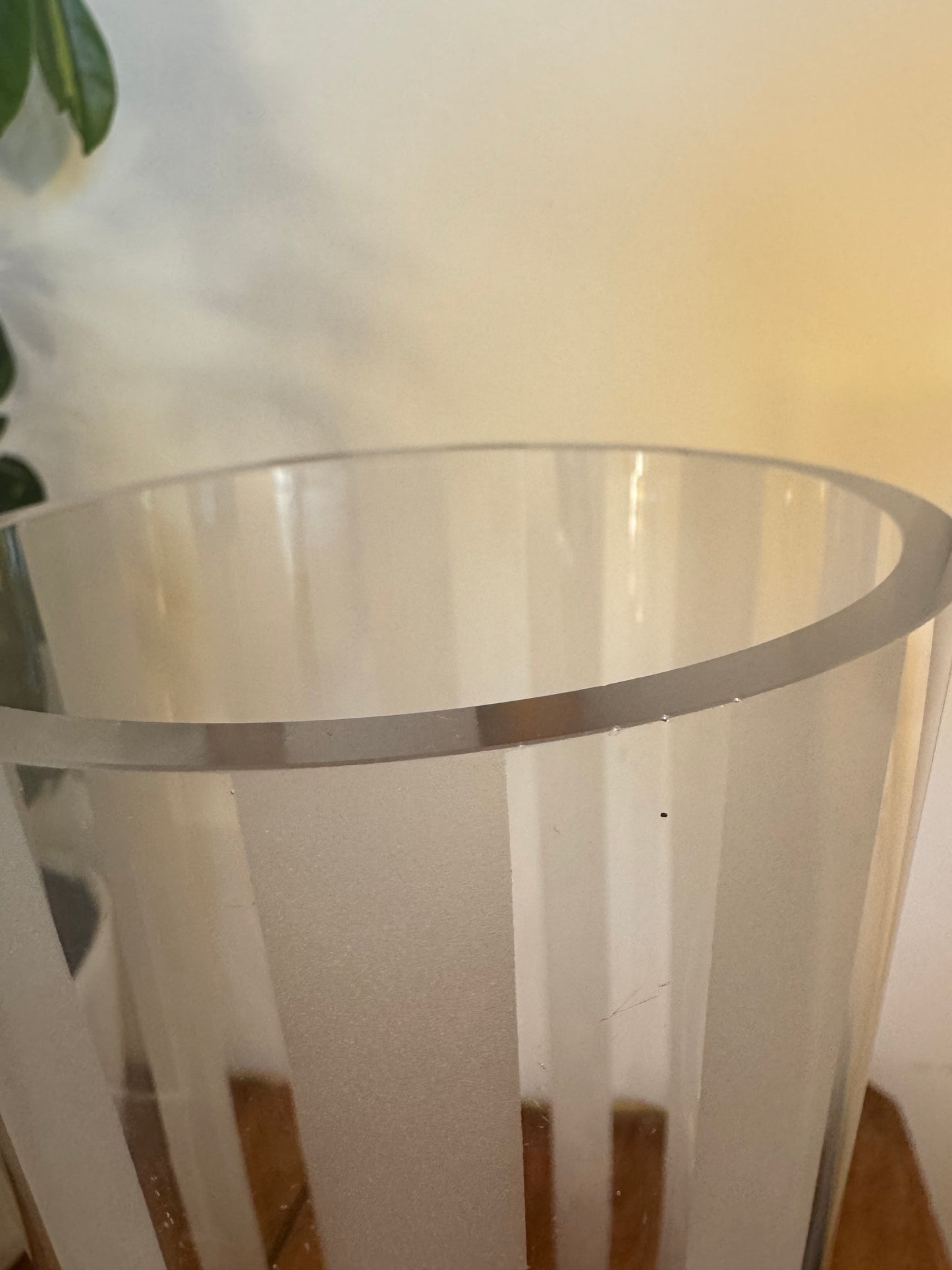 Clear Frosted Stripe Glass Vase | Vintage Retro |