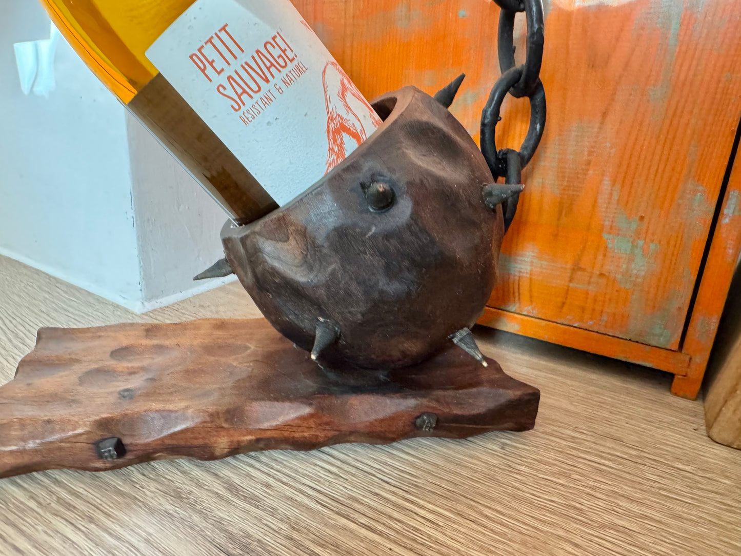 Brutalist Ball and Chain Wine Bottle Holder | Medieval Gothic Style | Vintage Retro Mid Century |