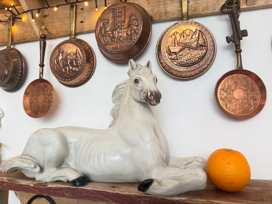 Ceramic Painted Laying Horse | Vintage Retro Farmhouse Decor |