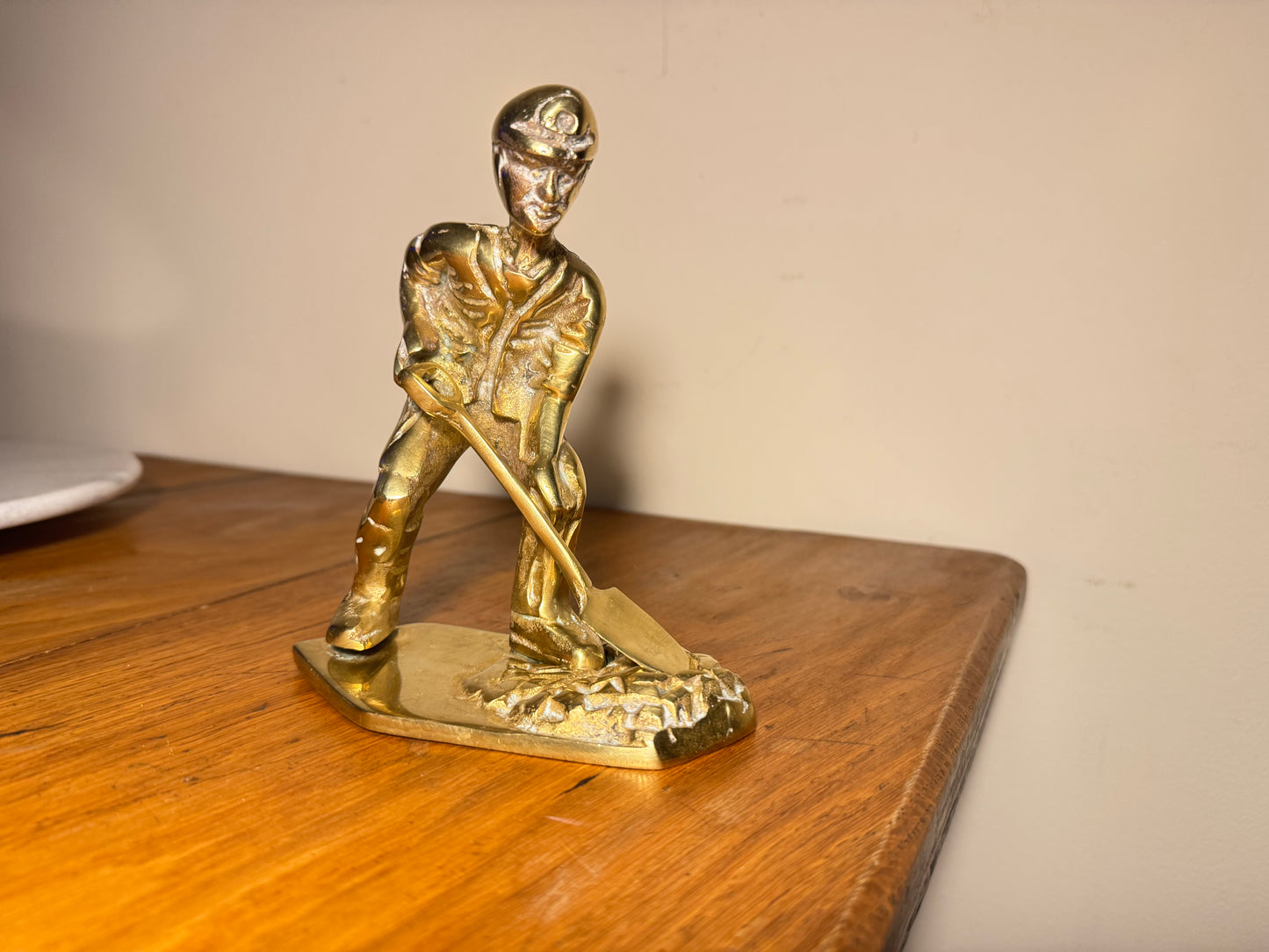 Solid Brass Coal Miner Figure with Removable Shovel