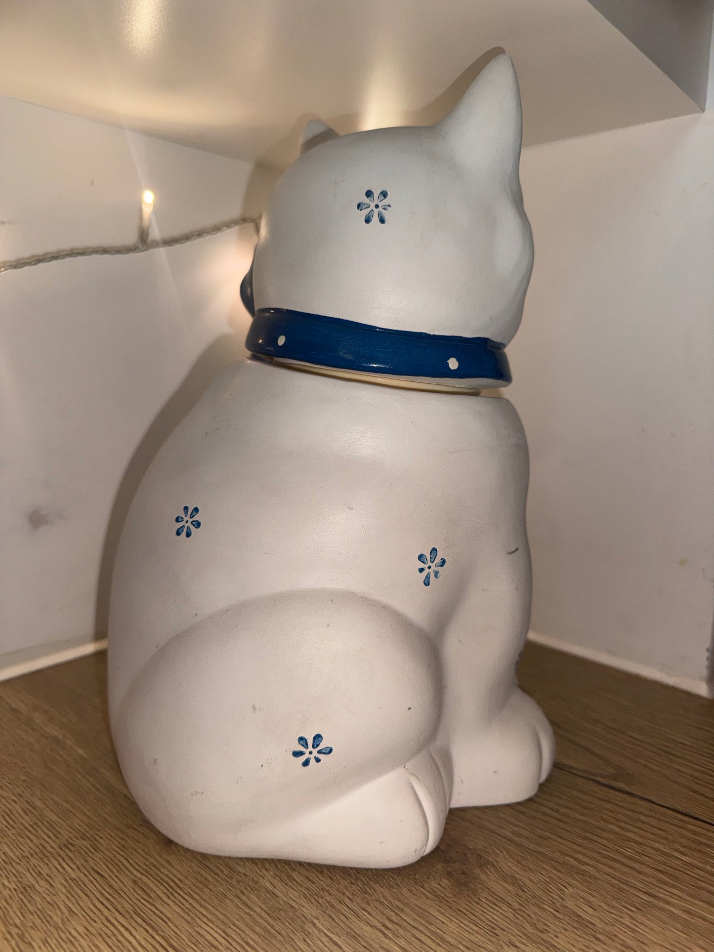 Ceramic White Cat Cookie Jar | Vintage Unique Quirky Kitsch |