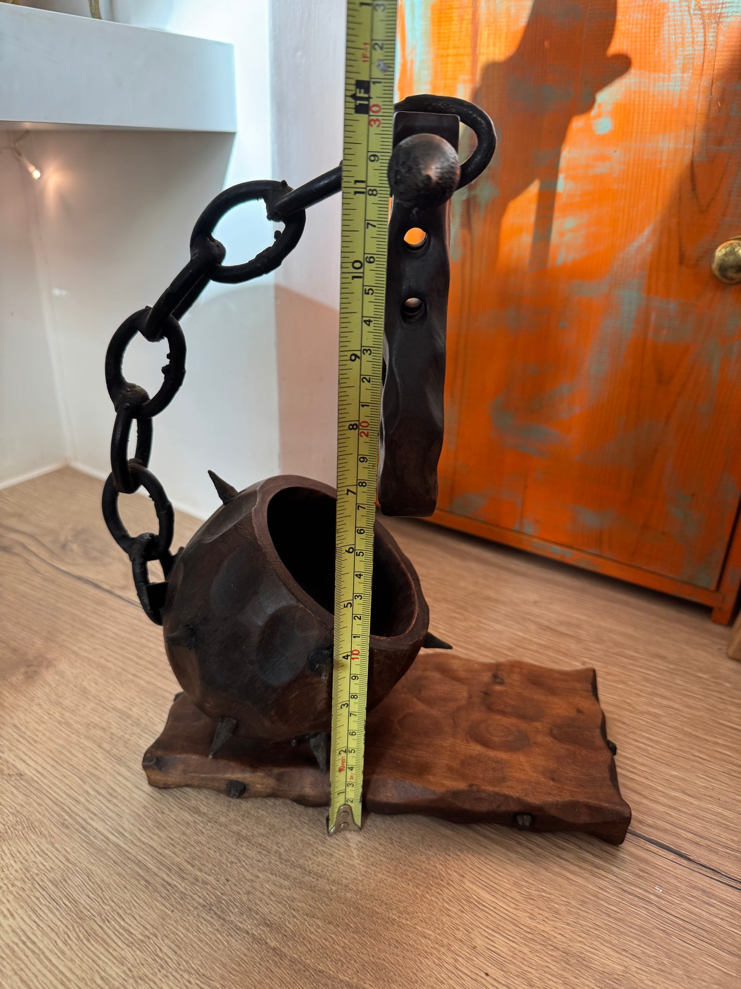 Brutalist Ball and Chain Wine Bottle Holder | Medieval Gothic Style | Vintage Retro Mid Century |