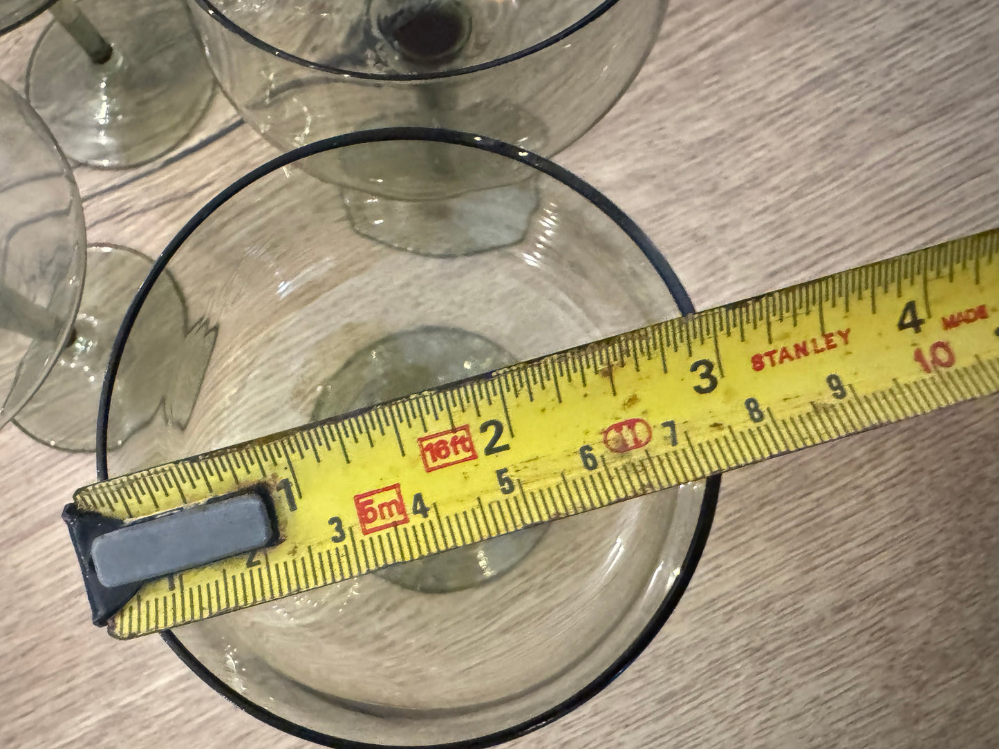 Set of 6 Smoked Cocktail Coupe Glasses | Vintage Retro Barware |