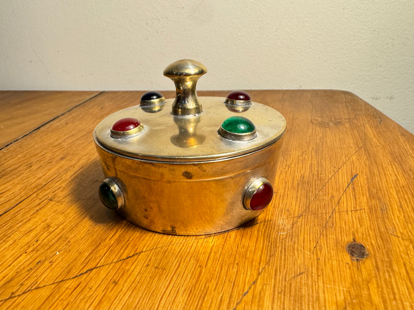 Small Metal Trinket Box with Bead Detail | Arts & Crafts Style | Vintage Retro Quirky |