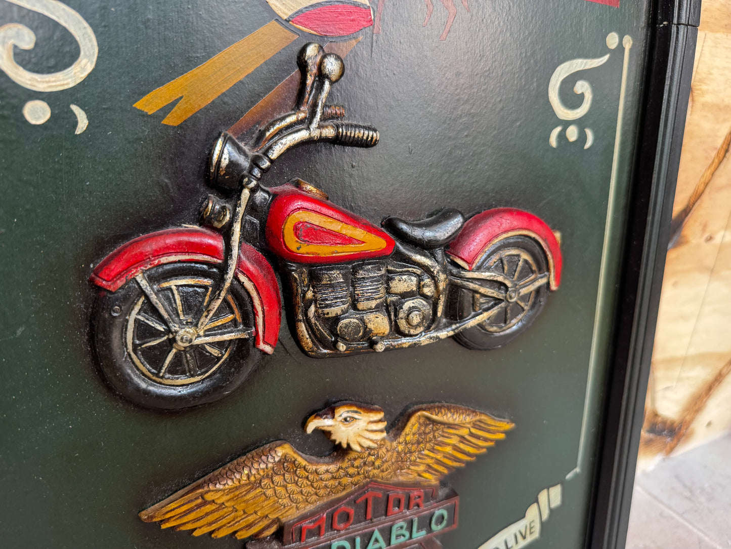 Harley Davidson Hand Painted Wall Decor | El Diablo Live to Ride |
