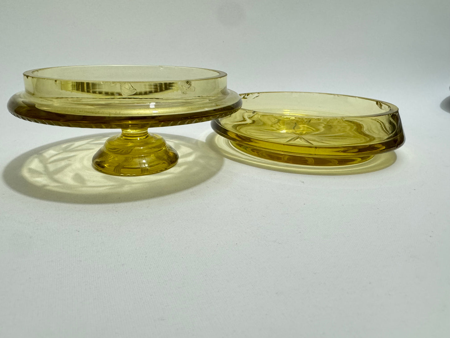 Etched Glass Lidded Trinket Dish | Vintage Retro |