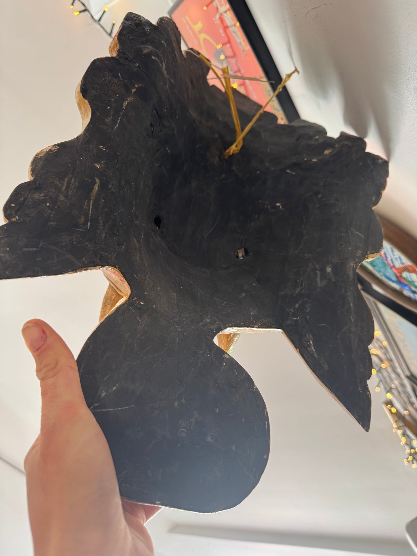 Ganesh Hand Carved Hand Painted Large Wood Wall Hanging | Vintage Quirky Unique | Spiritual Folk Art | Elephant