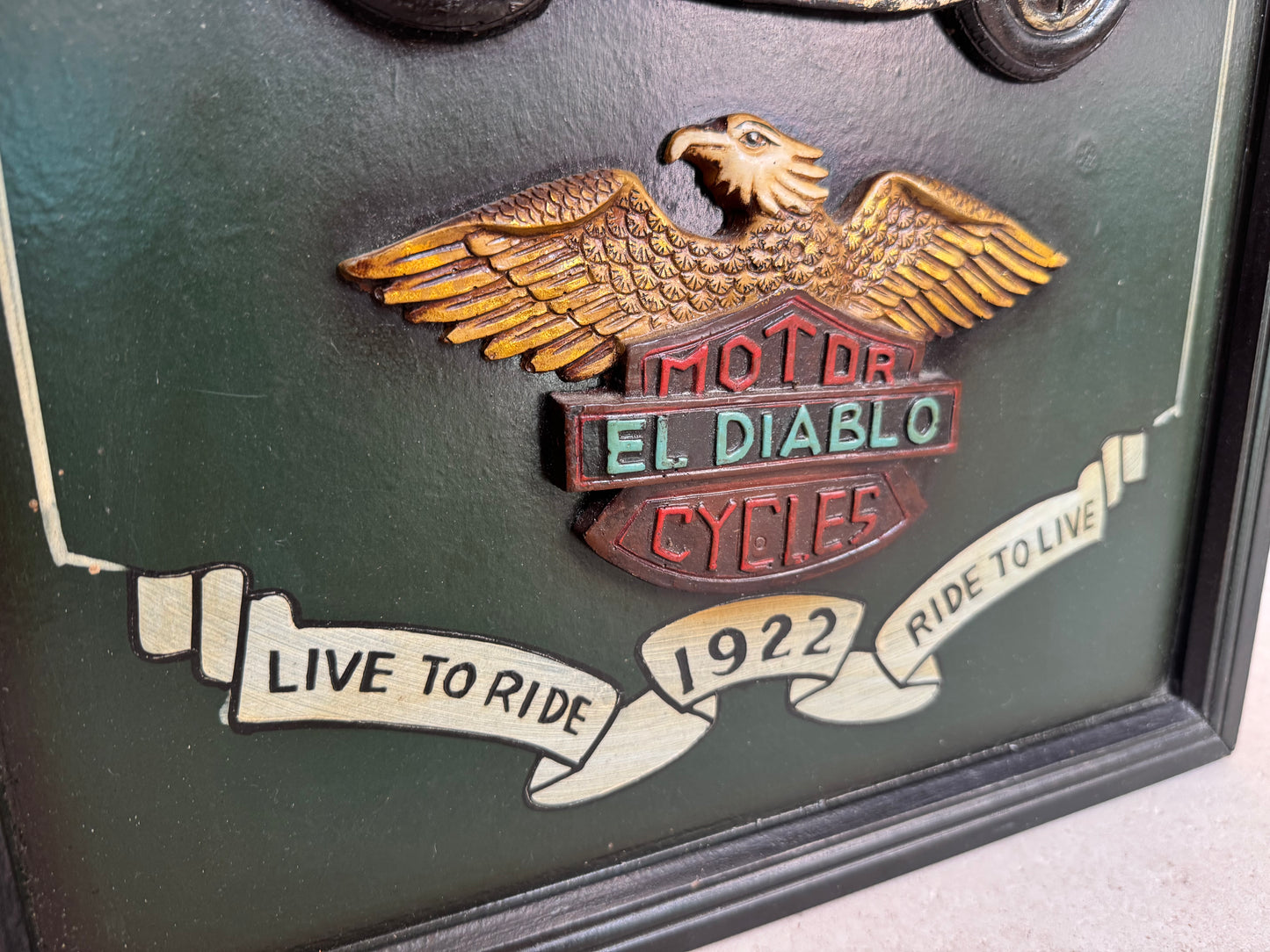 Harley Davidson Hand Painted Wall Decor | El Diablo Live to Ride |