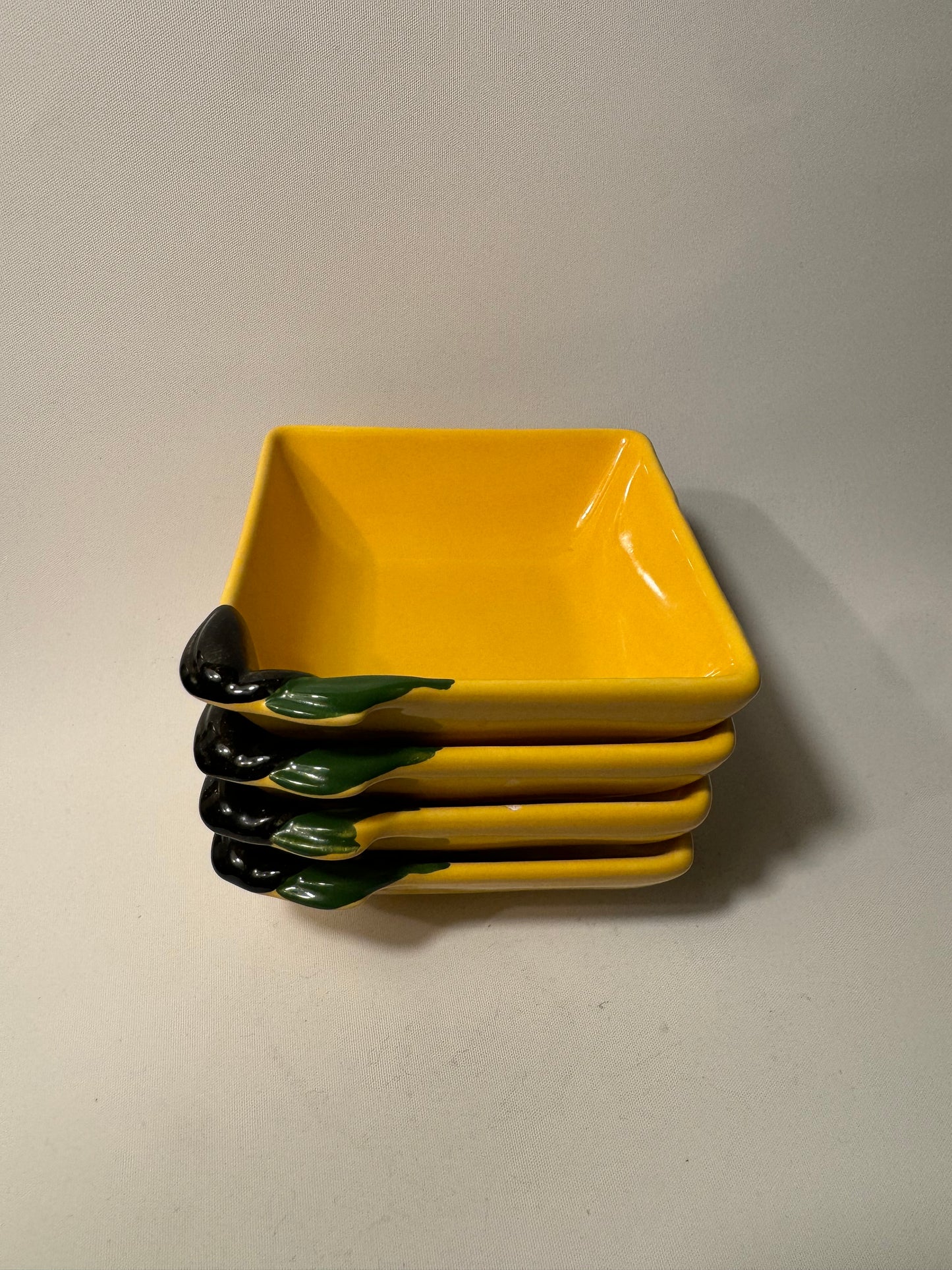 Silea Yellow Serving Bowls with Olive Design | Vintage Retro | Serveware Dinner Party | Made in France |