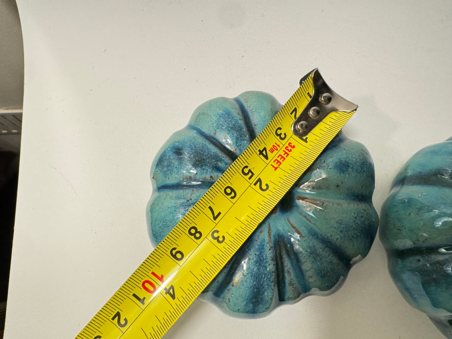 Stone Pumpkins with Blue & Turquoise Glaze | Handmade | Vintage Retro Quirky Decor | Halloween |